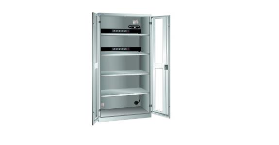 Akku-Ladeschrank mit Sichtfenster-Türen 1000x580x1950mm Typ D 2x5 230V RAL 7035