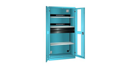 Akku-Ladeschrank mit Sichtfenster-Türen 1000x580x1950mm Typ D 2x5 230V RAL 5012
