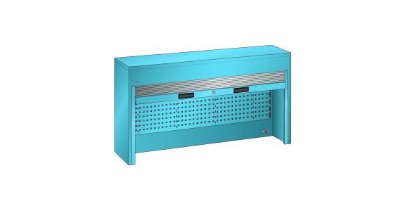 Aufsatzschrank mit Rollladen BxTxH 1500x250x1050mm für Werkbankplatten RAL 5012