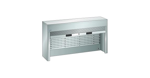Aufsatzschrank mit Rollladen BxTxH 1500x250x1050mm für Werkbankplatten RAL 7035