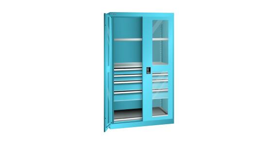 Schwerlastschrank mit 2 Sichtfenster-Flügeltüren 1100x641x1950mm RAL 5012