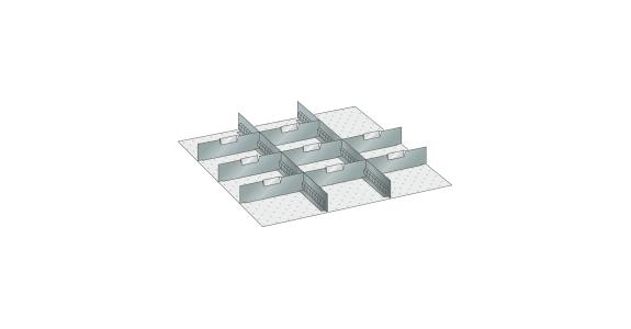 Set Schlitz-Trennbleche  BxT 612x612mm FH 150mm 2 Schlitzwände, 8 Trennbleche