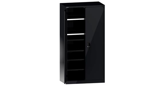 Flügeltürschrank BxTxH 1000x580x1950mm 2 Fachböden, 4 Auszugböden RAL 7016
