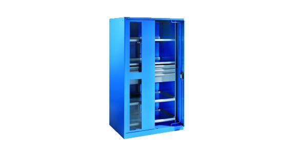 Schwerlastschrank mit 2 Sichtfenster-Einschwenktüren 1146x690x1950mm RAL 5012