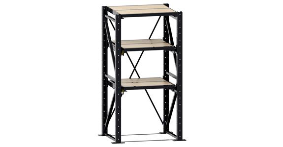 Grundregal BxTxH 890x860x2000mm 1 Festrahmen, 2 Auszugrahmen 1000kg RAL 7016