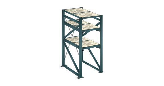 Grundregal BxTxH 890x1260x2000mm 1 Festrahmen, 2 Auszugrahmen 800kg RAL 7016