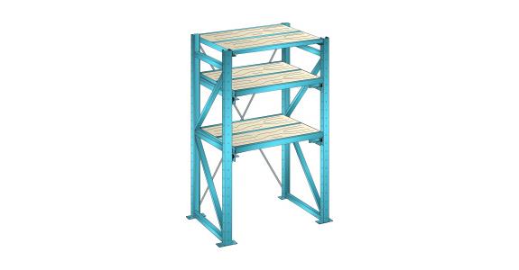 Grundregal BxTxH 1290x860x2000mm 1 Festrahmen, 2 Auszugrahmen 1000kg RAL 5012