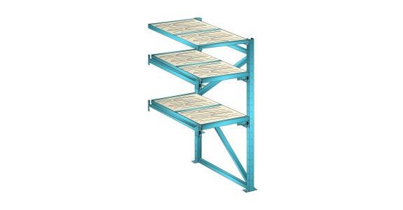 Anbauregal BxTxH 890x1260x2000mm 1 Festrahmen, 2 Auszugrahmen 800kg RAL 5012