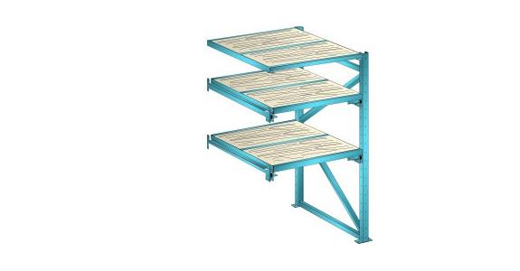 Anbauregal BxTxH 1290x1260x2000mm 1 Festrahmen, 2 Auszugrahmen 800kg RAL 5012