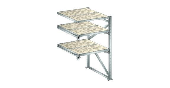 Anbauregal BxTxH 1290x1260x2000mm 1 Festrahmen, 2 Auszugrahmen 800kg RAL 7035