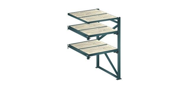 Anbauregal BxTxH 1290x1260x2000mm 1 Festrahmen, 2 Auszugrahmen 800kg RAL 7016