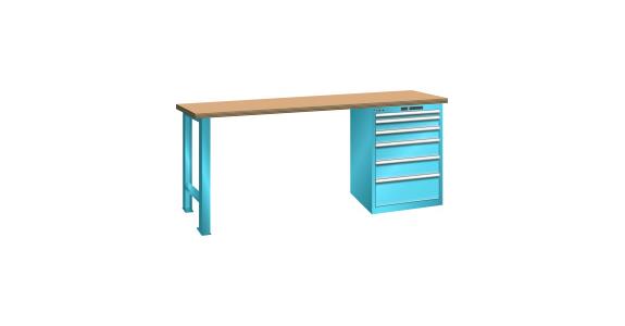 Werkbank 1500x750x890mm 6 Schubladen 1x50/2x100/2x150/1x200 75kg RAL 5012