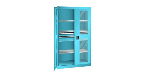Schwerlastschrank mit 2 Sichtfenster-Flügeltüren 1100x641x1950mm RAL 5012