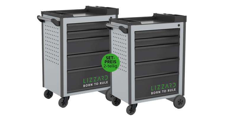 1081734201 LIZZARD Nástrojový vozík 5 zásuvek RAL7035/7016 sada 2ks