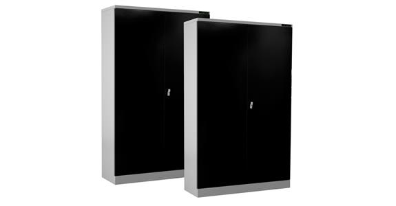 LIZZARD Flügeltürschrank H1950xB1200xT500 mm RAL7035/7016 mit 4 Fachböden 2er-Set