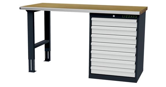LIZZARD Reihenwerkbank 7 Schubladen 1 Gehäuse B1500xT750xH860mm RAL7016/7035