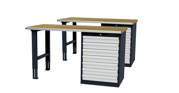 LIZZARD Reihenwerkbank 7 Schubladen 1 Gehäuse B1500xT750xH860mm RAL7016/7035 2er-Set