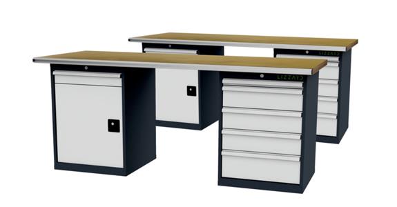 LIZZARD Reihenwerkbank 2 Gehäuse a 600x575x820mm B2000xT750xH860mm RAL7016/7035 2er-Set
