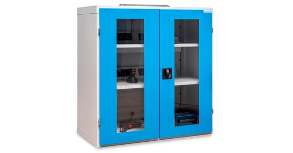 Akkuladeschrank mit Sichtfenstertüren BxTxH 980 x 500 x 1019 mm 7035/5012