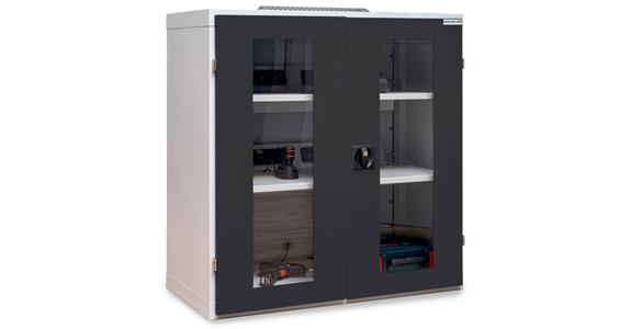 Akkuladeschrank mit Sichtfenstertüren BxTxH 980 x 500 x 1019 mm 7035/7016