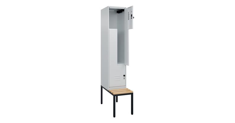 1085212104 Z-skříňka Classic PLUS, lavička, 2 přihrádky, 2120×400×815mm RAL 7035/7035