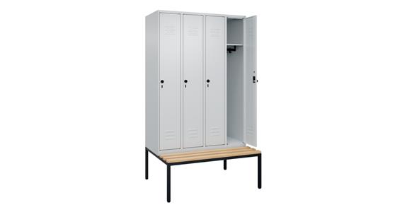 Spind Classic PLUS, Bank, 4 Abteile, 2120x1200x815mm RAL 7035/7035