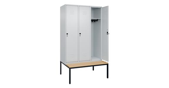 Spind Classic PLUS, Bank, 3 Abteile, 2120x1200x815mm RAL 7035/7035