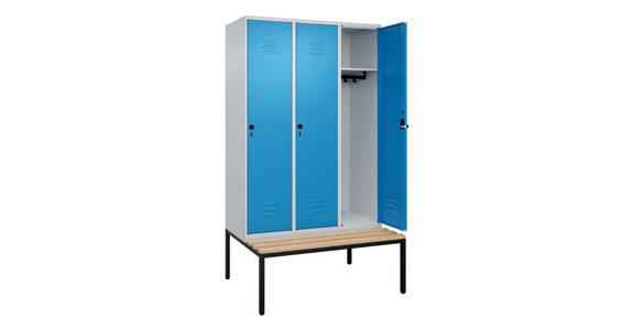 Spind Classic PLUS, Bank, 3 Abteile, 2120x1200x815mm RAL 7035/5012