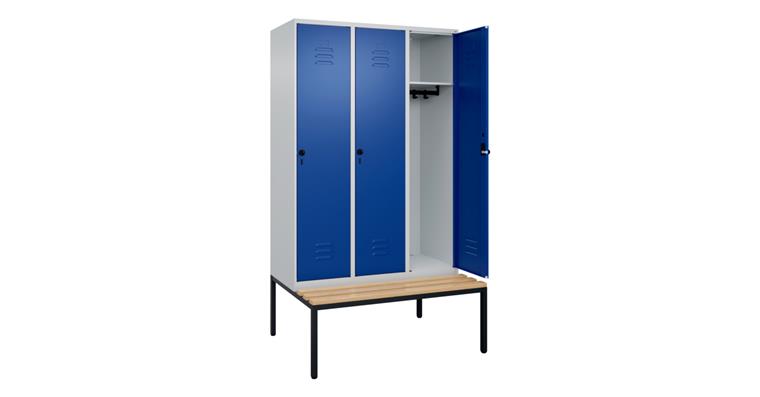 1085202403 Skříňka Classic PLUS, lavice, 3 oddíly, 2120×1200×815mm, RAL 7035/5010