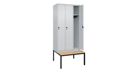 Spind Classic PLUS, Bank, 3 Abteile, 2120x900x815mm RAL 7035/7035