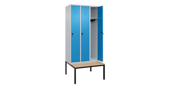 Spind Classic PLUS, Bank, 3 Abteile, 2120x900x815mm RAL 7035/5012