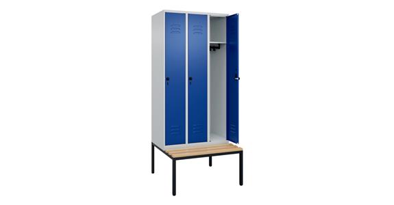 Spind Classic PLUS, Bank, 3 Abteile, 2120x900x815mm RAL 7035/5010