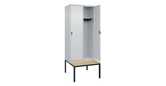 Spind Classic PLUS, Bank, 2 Abteile, 2120x800x815mm RAL 7035/7035