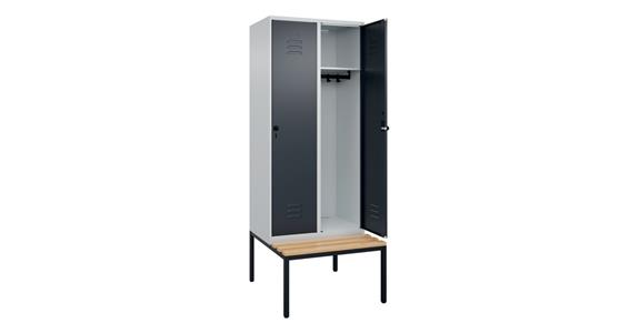 Spind Classic PLUS, Bank, 2 Abteile, 2120x800x815mm RAL 7035/7016