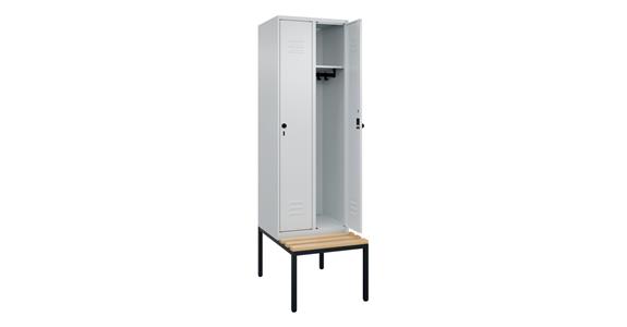 Spind Classic PLUS, Bank, 2 Abteile, 2120x600x815mm RAL 7035/7035