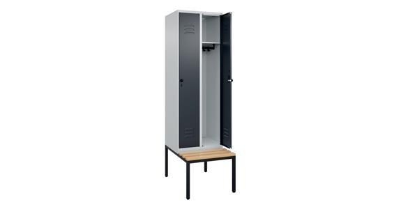 Spind Classic PLUS, Bank, 2 Abteile, 2120x600x815mm RAL 7035/7016