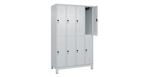 Doppelstock-Spind Classic PLUS, Füße, 8 Fächer, 1950x1200x500mm RAL 7035/7035