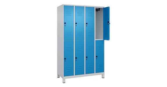 Doppelstock-Spind Classic PLUS, Füße, 8 Fächer, 1950x1200x500mm RAL 7035/5012