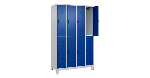 Doppelstock-Spind Classic PLUS, Füße, 8 Fächer, 1950x1200x500mm RAL 7035/5010