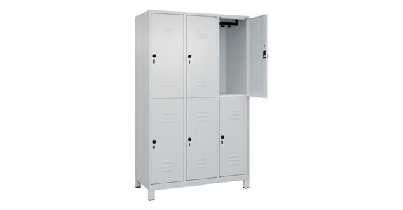 Doppelstock-Spind Classic PLUS, Füße, 6 Fächer, 1950x1200x500mm RAL 7035/7035