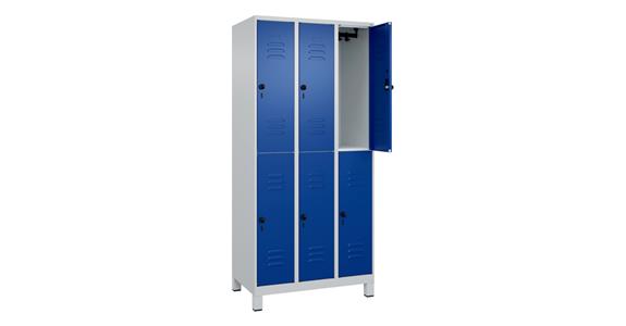 Doppelstock-Spind Classic PLUS, Füße, 6 Fächer, 1950x900x500mm RAL 7035/5010