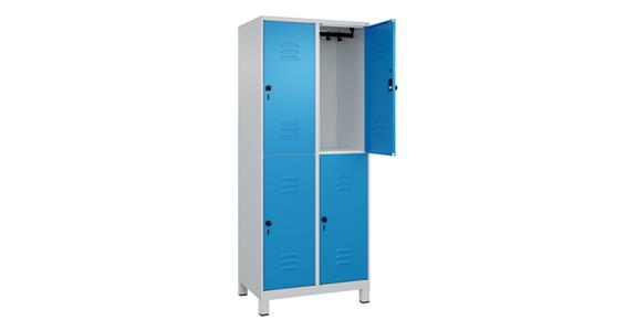 Doppelstock-Spind Classic PLUS, Füße, 4 Fächer, 1950x800x500mm RAL 7035/5012