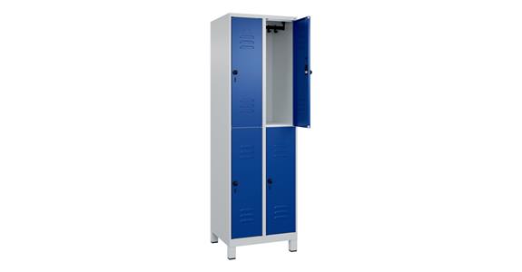 Doppelstock-Spind Classic PLUS, Füße, 4 Fächer, 1950x600x500mm RAL 7035/5010