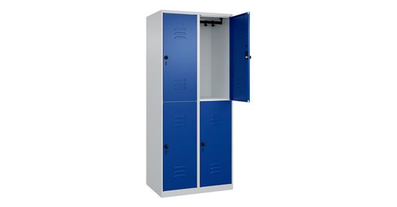 Doppelstock-Spind Classic PLUS, 4 Fächer, 1850x800x500mm RAL 7035/5010