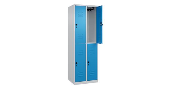 Doppelstock-Spind Classic PLUS, 4 Fächer, 1850x600x500mm RAL 7035/5012