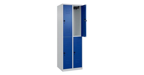 Doppelstock-Spind Classic PLUS, 4 Fächer, 1850x600x500mm RAL 7035/5010