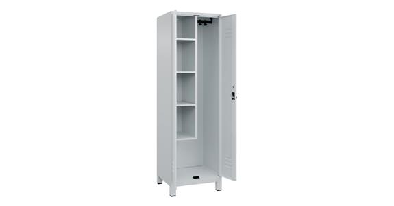 Putzmittel-Spind Classic PLUS, Füße, 2 Abteile, 1950x600x500mm RAL 7035/7035