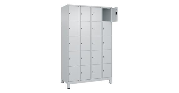 Schließfachschrank Classic PLUS, Füße, 20 Fächer, 1950x1200x500mm RAL 7035/7035