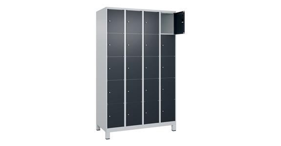 Schließfachschrank Classic PLUS, Füße, 20 Fächer, 1950x1200x500mm RAL 7035/7016