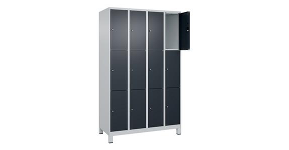 Schließfachschrank Classic PLUS, Füße, 12 Fächer, 1950x1200x500mm RAL 7035/7016